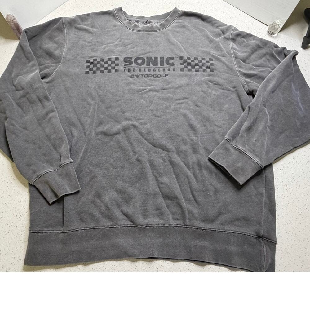 TOPGOLF SONIC The Hedgehog Adult Gray Sweater Size Large
